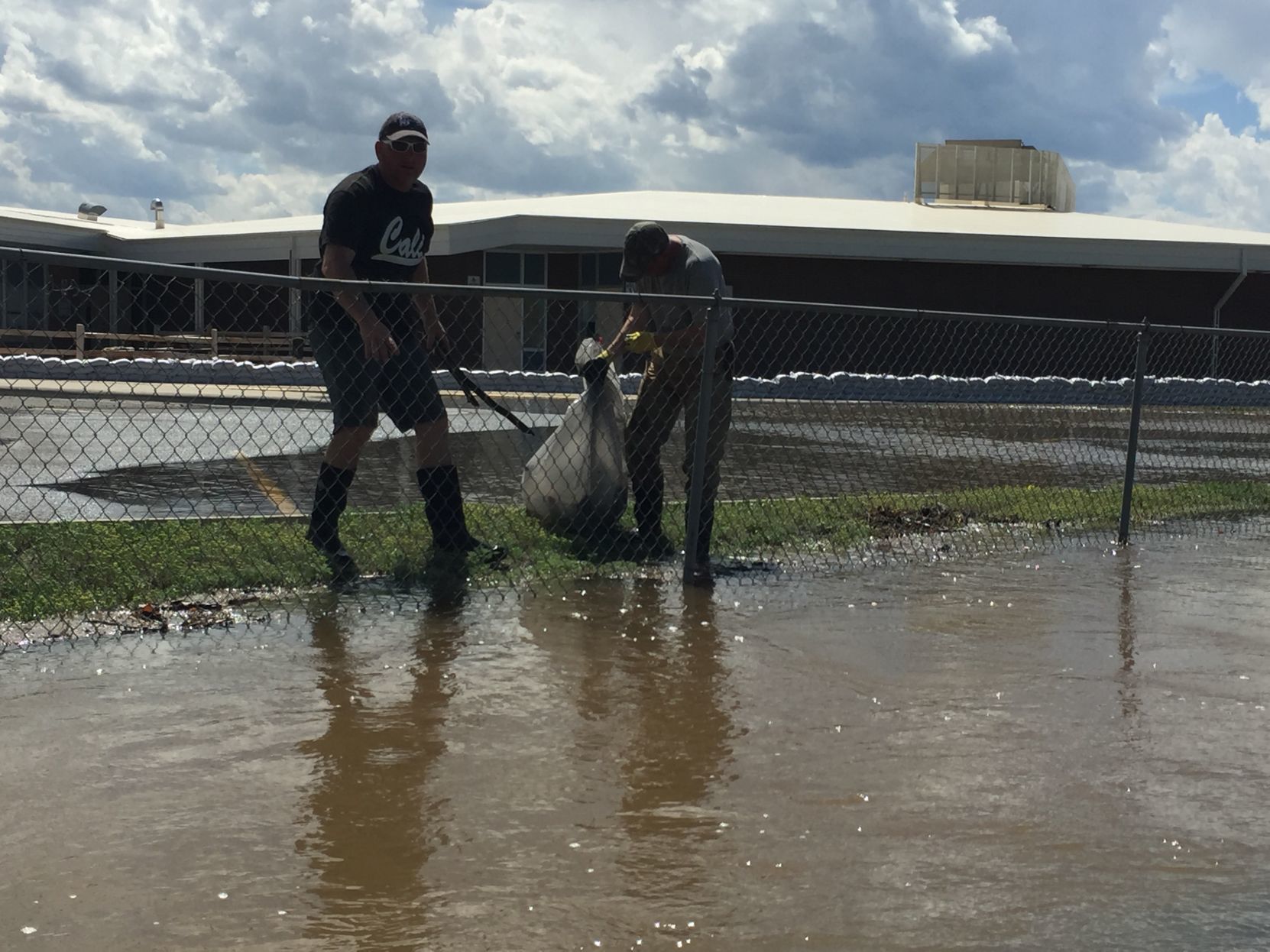 Floodwaters rise near Rossiter Elementary school